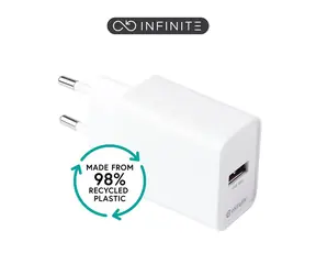 eSTUFF INFINITE weiß / USB-Ladegerät / 1x USB-A / 18 W / QC3.0 / GRS-Recyclingkunststoff