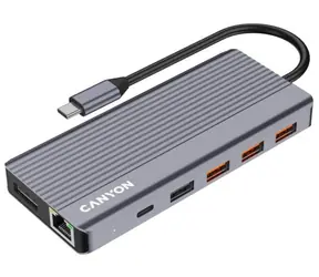 Canyon DS-16 / Dockingstation / 13 Anschlüsse / USB-C PD 100W / 3x USB 3.0 / 2x HDMI / DisplayPort / RJ45