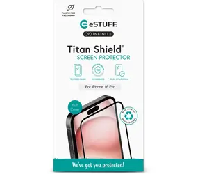 eSTUFF INFINITE Titan Shield iPhone 16 Pro / Schutzglas / 9H gehärtetes Glas / Vollständige Abdeckung / Transparent