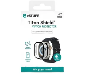 eSTUFF TitanShield für Apple Watch Series 9/8/7 45 mm / Schutzglas / Gehärtetes Glas / Vollständige Abdeckung