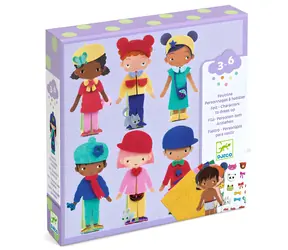 DJECO Kreativset: Stoffkleidung / Verkleidungsmöglichkeiten für 12 Figuren / Filzaufkleber / ab 3 Jahren