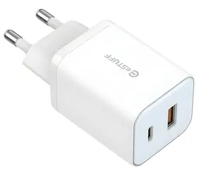 eSTUFF GaN-Ladegerät 65W weiß / Ladegerät / USB-C + USB-A / Power Delivery 65 W / GaN