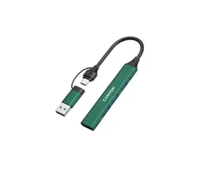 Canyon DS-02 grün / USB-Hub / 4 Anschlüsse / 3x USB 2.0 480 Mbit/s / 1x USB 3.0 5 Gbit/s / USB-C/USB-A-Adapter