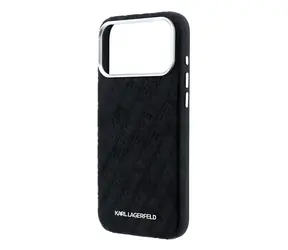 Karl Lagerfeld PU-genarbte, halbverpackte iPhone 18 Pro Max Schutzhülle, schwarz / Rückseite / MagSafe / Apple iPhone 18 Pro Max