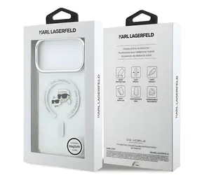 Karl Lagerfeld IML K&CH Heads Metallrahmen-Hülle für iPhone 18 Pro Max, weiß / Schutzhülle / MagSafe