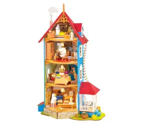 Robotime 3D-Holzpuzzle Miniaturhaus Muminhaus / 441 Teile / LED-Beleuchtung / ab 14 Jahren