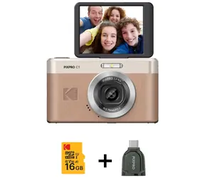 Kodak PixPro C1 braun, Set mit 16-GB-Karte und Kartenleser / Kamera / 13 MP / CMOS / Full HD
