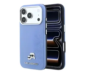 Karl Lagerfeld PU Grained Semi Wrap K&CH Heads iPhone 18 Pro Max blau / Rückseite / MagSafe / iPhone 18 Pro Max