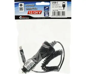 Compass Kfz-Ladegerät 12/24 V, Micro-USB/USB-C, 800 mA, Kabellänge 130 cm