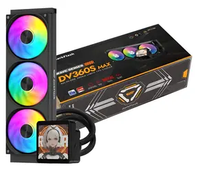 darkFlash DV360S MAX schwarz / AiO-CPU-Kühler / 3x 120 mm / ARGB-Hintergrundbeleuchtung / LCD-Display / 800-1800 U/min / 30 dB
