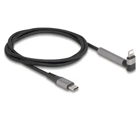 DeLock USB-C - Lightning schwarz / Kabel / abgewinkelt / mit Ständer / MFi / 1,5 m