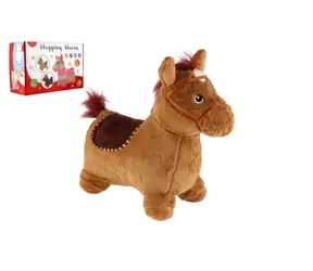 TEDDIES Hüpfpferd braun / Plüsch / Sattelhöhe 23 cm / batteriebetrieben mit Sound / ab 12 Monaten
