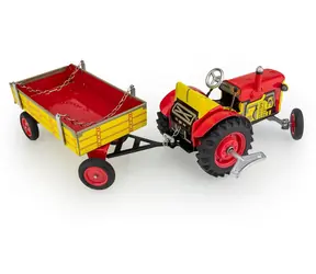 KOVAP Zetor Traktor mit Pritschenwagen, rot / 1:25 / 28 cm / Metall / mit Schlüsselantrieb / ab 3 Jahren