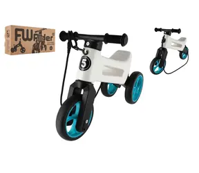 FUNNY WHEELS Rider SuperSport Laufrad, weiß-türkis, im Karton / 2-in-1 / Tragkraft 25 kg / ab 18 m
