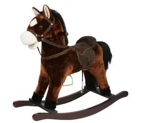TEDDIES Schaukelpferd braun / 71 cm / Plüsch / Tragkraft 50 kg / Sattelhöhe 47 cm