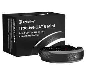TRACTIVE CAT 6 Mini schwarz / GPS-Halsband für Katzen / Live-Standortverfolgung / Gesundheitsüberwachung / Akkulaufzeit bis zu 7 Tage