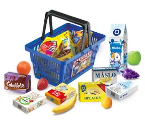Rappa Einkaufswagen Mini-Laden Blau / Spielzeug / Ladenspiel / 10 Lebensmittel + 6 Obststücke