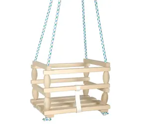 Rappa Holzschaukel für Babys / Kleinkinder / mit Schutzgitter / Tragkraft 80 kg