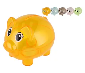 TEDDIES Transparentes Sparschwein / Kunststoff / Farbmix / 10 cm / ab 14 Jahren