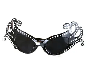 Rappa Brille Lady G schwarz / Karnevalsaccessoire / Silberne Punkte