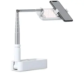 4smarts LoomiPod Fold weiß / Selfie-Stick und Stativ für Smartphones / LED-Beleuchtung / Bluetooth-Fernauslöser