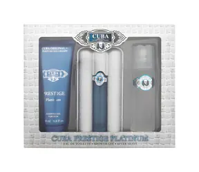 Cuba Prestige Platinum Eau de Toilette 90 ml ~ Eau de Toilette 90 ml + Duschgel 200 ml + Aftershave 100 ml