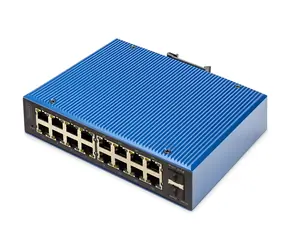 Digitus Industrieller PoE-Switch 16x Gigabit + 2x SFP / Switch / L2 Managed / PoE 30W / DIN-Schienenanschluss