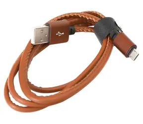 Omega PUCL1-BN braun / Datenkabel / USB-A (M) - Micro-USB (M) / Leder / 1 m