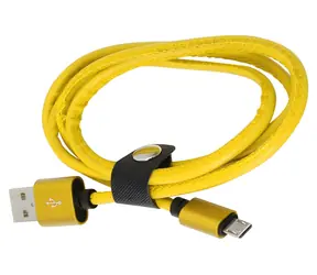 Omega PUCL1-YW gelb / Datenkabel / USB-A (M) - Micro-USB (M) / Leder / 1 m