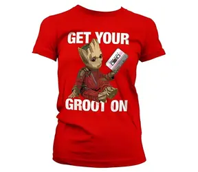 Guardians of the Galaxy „ Get Your Groot On“-T-Shirt für Damen, Größe L / Rot