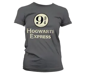 Harry Potter Hogwarts Express T-Shirt, Damen, Größe L / Damen / 100 % Baumwolle / Grau
