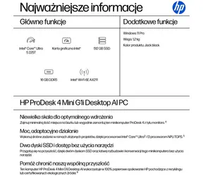 HP ProDesk 4 Mini G1i AI schwarz / Mini-Computer / Intel Core Ultra 5 225T / 16 GB / 512 GB SSD / Intel Grafik / Windows 11