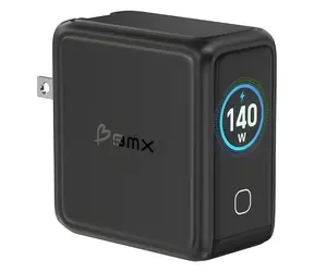 BMX GaNsta 140W schwarz / Reiseladegerät / GaN / LCD-Display / 2x USB-C 140W / 1x USB-C 65W / 1x USB-A 22,5W