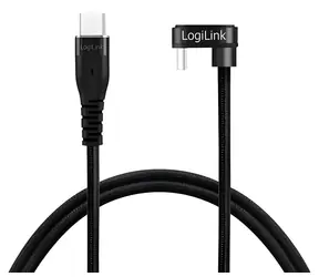 LogiLink USB-C - USB-C 1 m schwarzes Kabel / USB-C (Stecker) 180° - USB-C (Stecker) / geflochten / USB 2.0 / 60 W