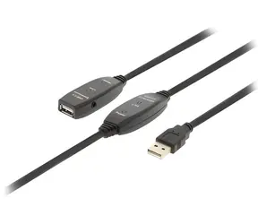 Valueline Aktives USB 2.0 Verlängerungskabel schwarz / USB-Kabel / AM - AF / aktiv / 25 m