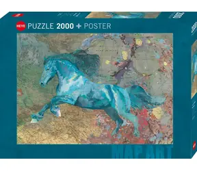 HEYE Puzzle-Landkarte: Pferd / 2000 Teile / 96,6 × 68,8 cm