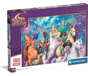 Clementoni Puzzle Einhorn-Akademie SUPER / 180 Teile / ab 7 Jahren / 48,5 x 33,5 cm