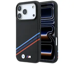 BMW M Quadrille Kevlar Tricolor-Linien & Logo schwarz / Rückseite / MagSafe / iPhone 17 Pro Max/18 Pro Max