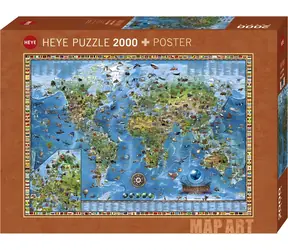 HEYE Puzzle-Kartenkunst: Fantastische Welt / 2000 Teile / 97 × 69 cm