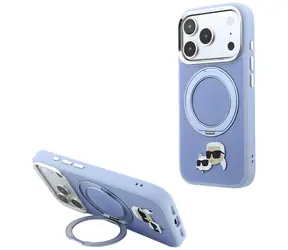 Karl Lagerfeld Karl und Choupette Köpfe Pins hellblau / Rückseite / MagSafe / Ringständer 360° / iPhone 18 Pro Max
