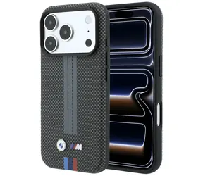 BMW M Quadrille Kevlar Tricolor Lines dunkelgrau / Rückseite / MagSafe / iPhone 17 Pro Max/18 Pro Max