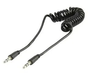 Valueline Audiokabel, 3,5-mm-Klinkenstecker, schwarz / Audiokabel / Anschluss / Spiralkabel / 1 m