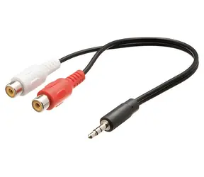 Valueline Adapter 3,5 mm Klinke (M) - 2x Cinch (F) schwarz / Audioadapter / Stereo / 0,20 m