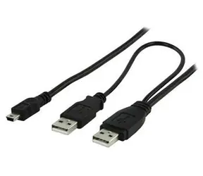 Valueline Y-Kabel 2x USB A (Stecker) - USB Mini 5-Pin (Stecker) / Kabel / USB 2.0 / 1 m