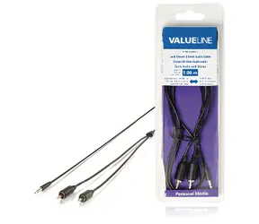 Valueline Audiokabel, 3,5-mm-Klinkenstecker - 2x CINCH, schwarz / Audiokabel / 1 m