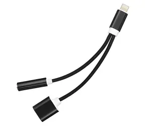 Lightning-Audio- und Ladeadapter für iPhone, schwarz / Adapter / HF-Audio und -Ladefunktion / Lightning