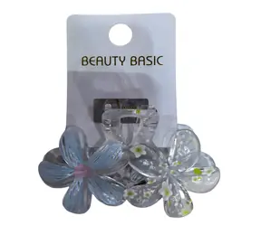 SPARKYS Haarspange, rosa, blau, transparent / Blumenmotiv