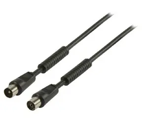 Valueline Koaxialkabel schwarz / Kabel / IEC (Koax) Stecker - Buchse / 1 m / 100 dB