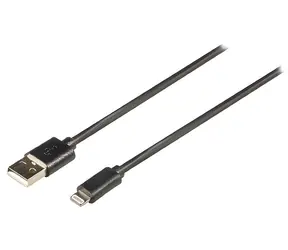 Valueline USB-A-Lightning-Kabel, 2 m, schwarz / Synchronisierungs- und Ladekabel / für Apple