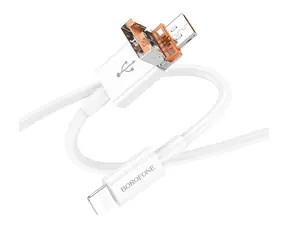 Borofone 2-in-1 weiß / Daten- und Ladekabel / Lightning - USB-C + USB-A / PD 27 W / 1 m